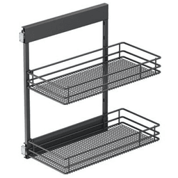 10.05" 2-Tier Saphir Base Cabinet Organizer with Soft-Closing, Carbon Steel Gray, 20.5" High