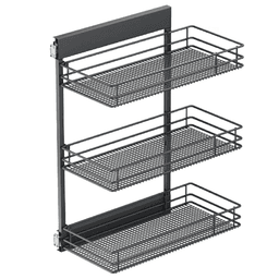10.05" 3-Tier Saphir Base Cabinet Organizer with Soft-Closing, Carbon Steel Gray, 30.5" High
