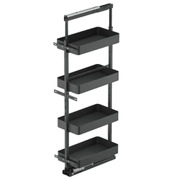 17.5" x 67" 4-Shelf Planero Pullout Pantry with PAM and Soft-Closing, Carbon Steel Gray