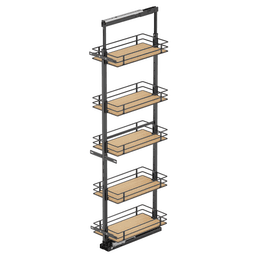 17.5" x 76.75" 5-Shelf Scalea Pullout Pantry with PAM and Soft-Closing, Maple