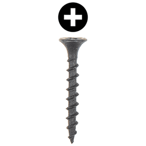 #10 x 4" Bugle Head Drywall Screw, Phillips Drive Coarse Thread and Sharp Point, Black, Box of Thousand by Wurth