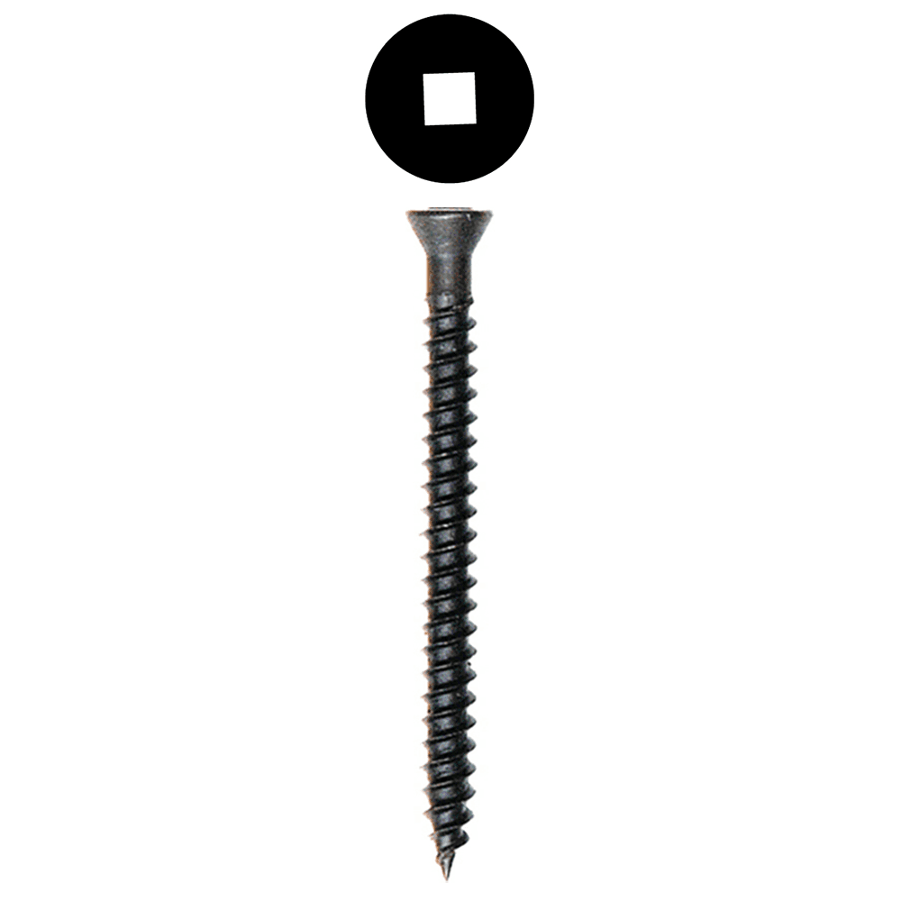 #6 x 1-5/8" Trim Head Trim Head Screw, Square Drive Twinfast Thread and Sharp Point, Black, Box of Hundred by Wurth