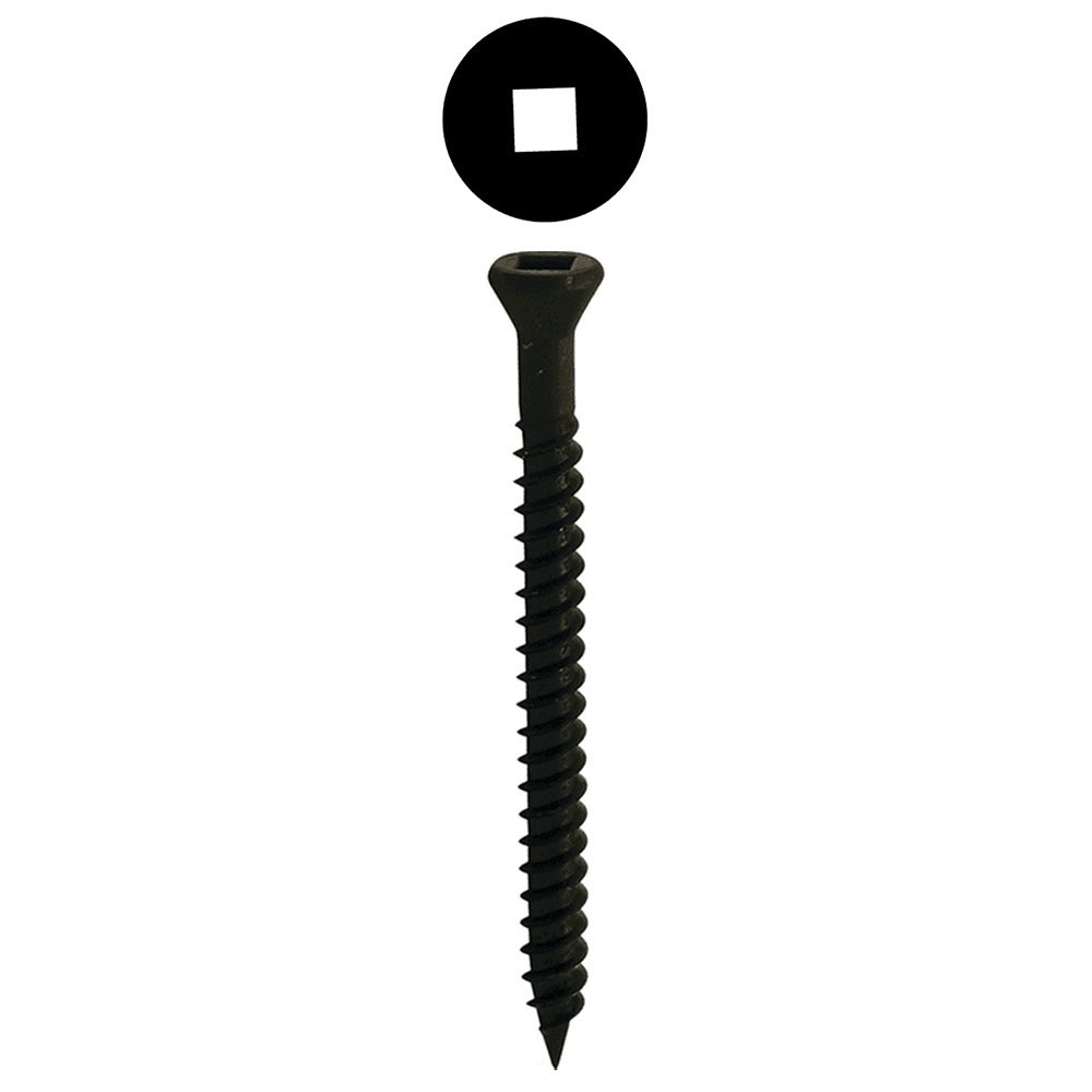 #6 x 2-1/4" Trim Head Trim Head Screw, Square Drive Twinfast Thread and Sharp Point, Black, Box of Hundred by Wurth