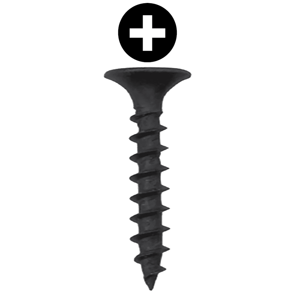 #7 x 1-1/4" Bugle Head Drywall Screw, Phillips Drive Coarse Thread and Sharp Point, Black, Box of 8 Thousand by Wurth