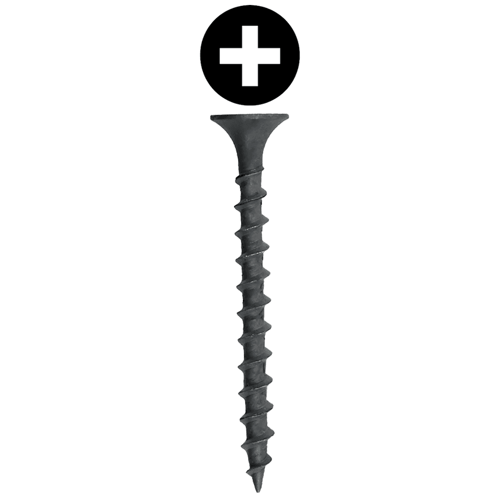 #7 x 1-1/4" Bugle Head Drywall Screw, Phillips Drive Coarse Thread and Sharp Point, Black, Box of Thousand by Wurth