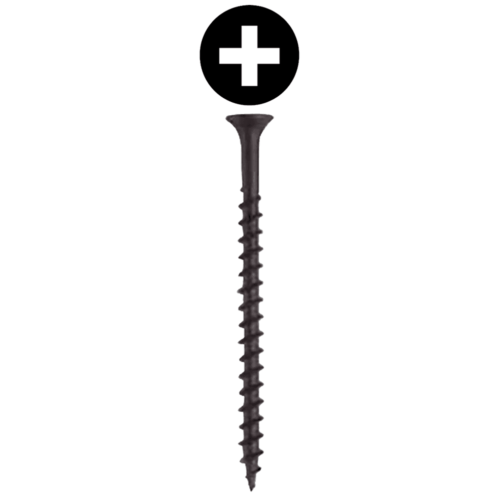 #7 x 1-5/8" Bugle Head Drywall Screw, Phillips Drive Coarse Thread and Sharp Point, Black, Box of 5 Thousand by Wurth