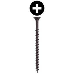 #7 x 1-5/8" Bugle Head Drywall Screw, Phillips Drive Coarse Thread and Sharp Point, Black, Box of 5 Thousand by Wurth