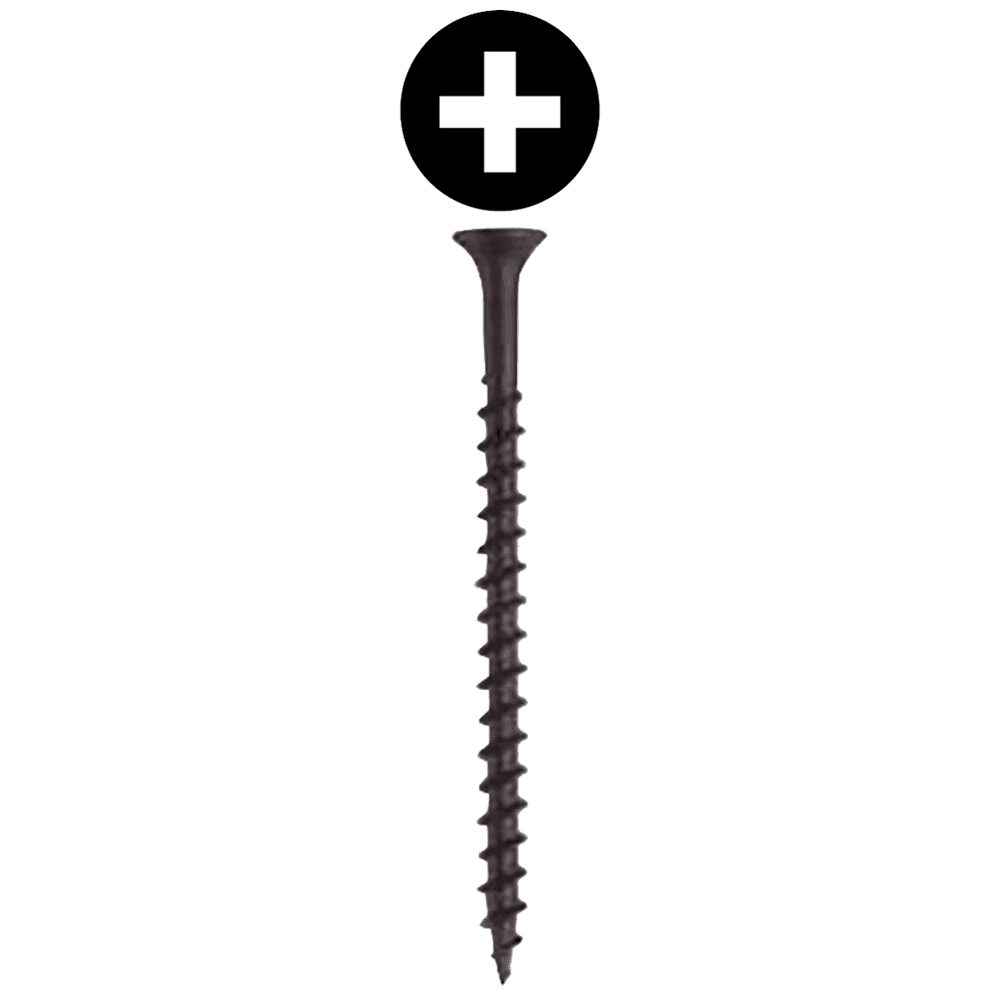 #7 x 1" Bugle Head Drywall Screw, Phillips Drive Coarse Thread and Sharp Point, Black, Box of 10 Thousand by Wurth
