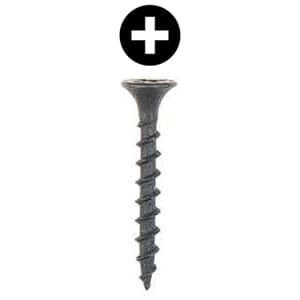 #7 x 2-1/4" Bugle Head Drywall Screw, Phillips Drive Coarse Thread and Sharp Point, Black, Box of 3 Thousand by Wurth