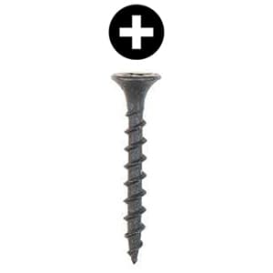 #7 x 2-1/4" Bugle Head Drywall Screw, Phillips Drive Coarse Thread and Sharp Point, Black, Box of 1 Thousand by Wurth