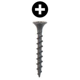 #7 x 2-1/4" Bugle Head Drywall Screw, Phillips Drive Coarse Thread and Sharp Point, Black, Box of 1 Thousand by Wurth