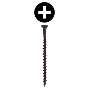 #8 x 2-1/2" Bugle Head Drywall Screw, Phillips Drive Coarse Thread and Sharp Point, Black, Box of 2.5 Thousand by Wurth