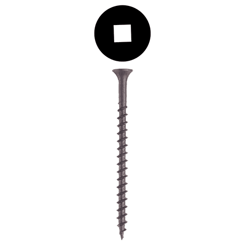 #9 x 3" Bugle Head Drywall Screw, Square Drive Coarse Thread and Sharp Point, Black, Box of 2 Thousand by Wurth