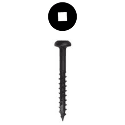 #6 x 1-1/4" Pan Head Face Frame/Pocket-Hole Screw, Square Drive Coarse Thread and Type 17 Auger Point, Black, Box of 10 Thousand by Wurth