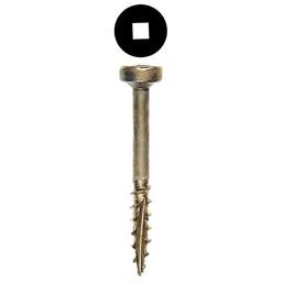 #7 x 1-1/4" Fillister Head Face Frame/Pocket-Hole Screw, Square Drive Coarse Thread and Type 17 Auger Point, Lubricated, Box of 7.5 Thousand by Wurth