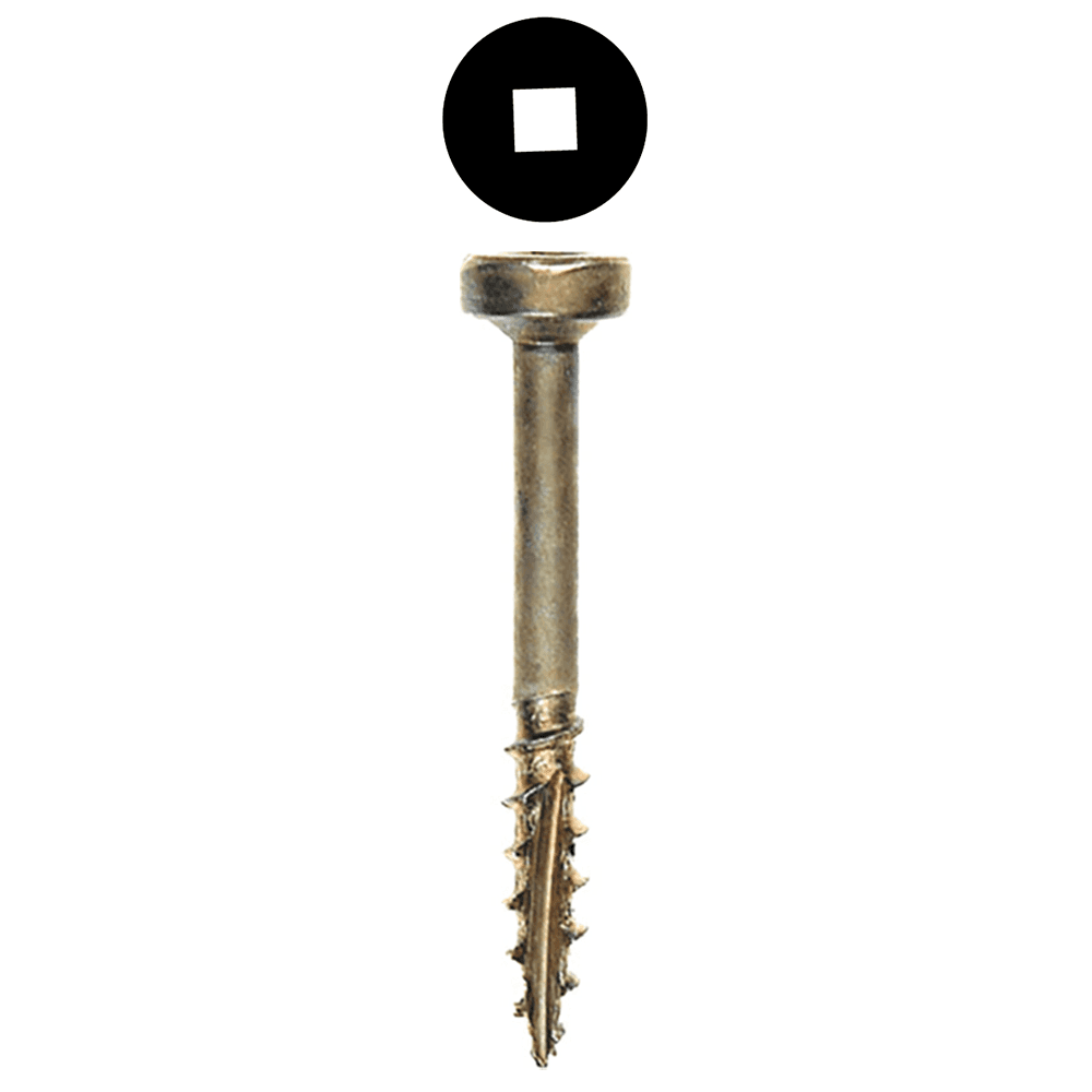 #7 x 1-1/4" Fillister Head Face Frame/Pocket-Hole Screw, Square Drive Coarse Thread and Type 17 Auger Point, Lubricated, Box of 1 Thousand by Wurth
