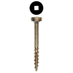 #7 x 1-1/4" Fillister Head Face Frame/Pocket-Hole Screw, Square Drive Coarse Thread and Type 17 Auger Point, Lubricated, Box of 1 Thousand by Wurth