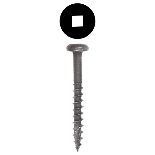 #7 x 1-1/4" Pan Head Face Frame/Pocket-Hole Screw, Square Drive Coarse Thread and Type 17 Auger Point, Black, Box of 7.5 Thousand by Wurth
