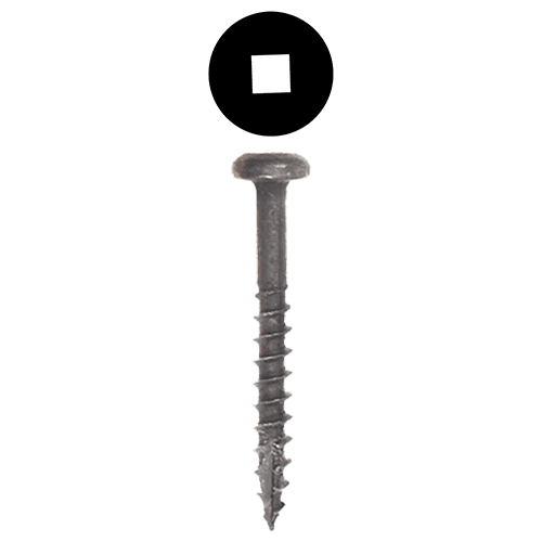#7 x 1-1/4" Pan Head Face Frame/Pocket-Hole Screw, Square Drive Coarse Thread and Type 17 Auger Point, Black, Box of 1 Thousand by Wurth