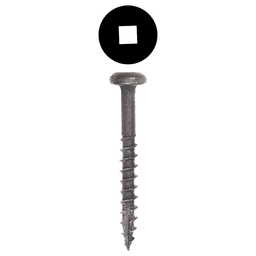 #7 x 1-1/4" Pan Head Face Frame/Pocket-Hole Screw, Square Drive Coarse Thread and Type 17 Auger Point, Black, Box of 1 Thousand by Wurth