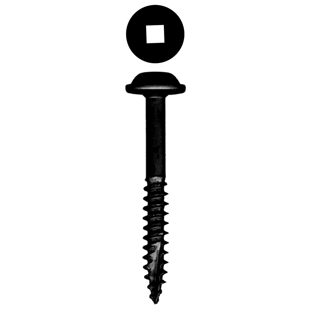 #7 x 1-1/4" Round Washer Head Face Frame/Pocket-Hole Screw, Square Drive Fine Thread and Type 17 Auger Point, Black, Box of 1 Thousand by Wurth