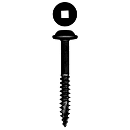 #7 x 1-1/4" Round Washer Head Face Frame/Pocket-Hole Screw, Square Drive Fine Thread and Type 17 Auger Point, Black, Box of 1 Thousand by Wurth