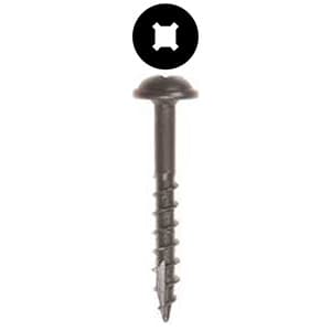 #8 x 1-1/2" Round Washer Head Face Frame/Pocket-Hole Screw, Combo Drive Coarse Thread and Type 17 Auger Point, Black, Box of Thousand by Wurth