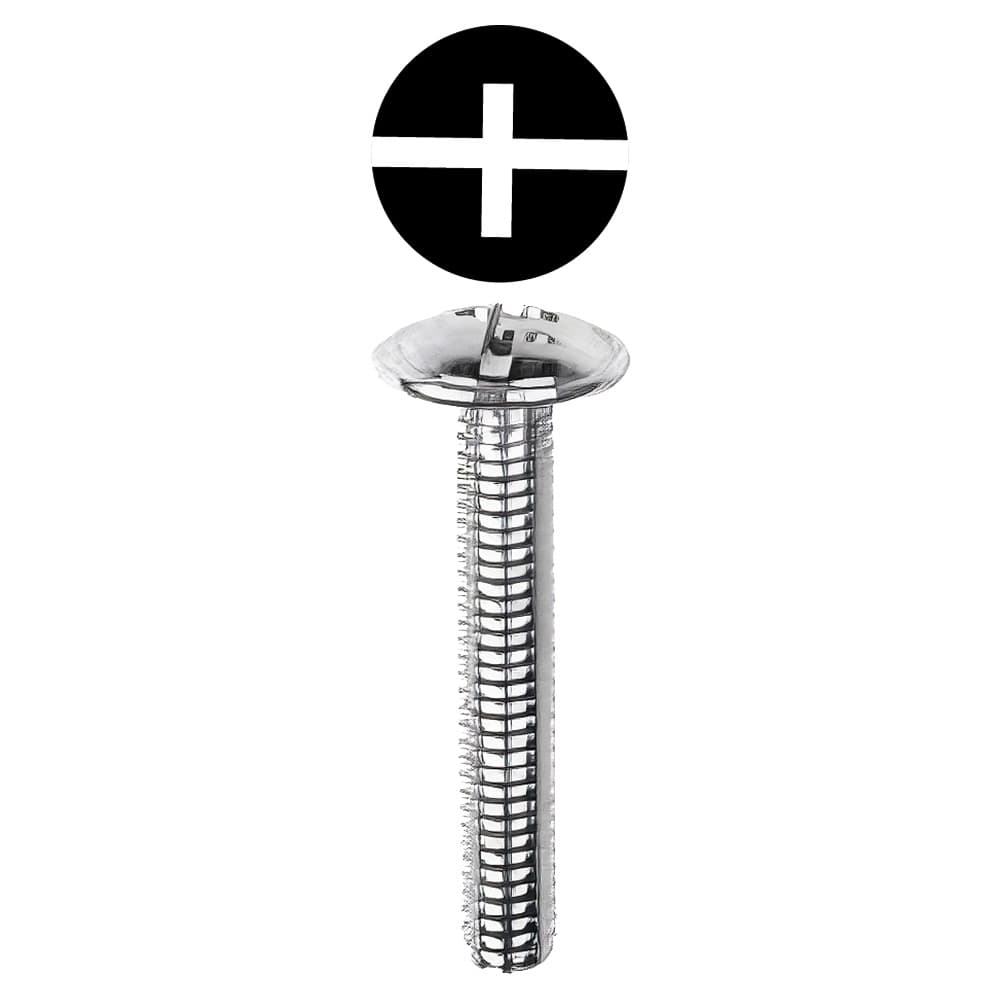 4mm x 22mm Truss Head Machine Screw, Phillips-Slot Drive M4 Thread and Blunt Point, Zinc, Box of Hundred by Wurth