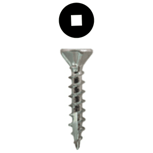 #6 x 5/8" Flat Head Hinge/Drawer Slide Screw, Square Drive Coarse Thread and Type 17 Auger Point, Zinc, Box of Thousand by Wurth
