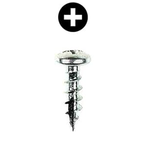 #6 x 5/8" Pan Head Hinge/Drawer Slide Screw, Phillips Drive Coarse Thread and Type 17 Auger Point, Zinc, Box of Thousand by Wurth