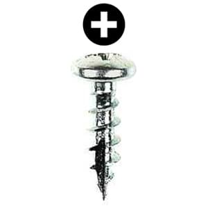 #8 x 3/4" Pan Head Hinge/Drawer Slide Screw, Phillips Drive Coarse Thread and Type 17 Auger Point, Zinc, Box of 10 Thousand by Wurth