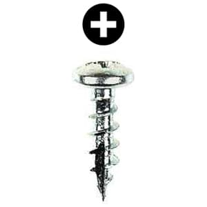 #8 x 5/8" Pan Head Hinge/Drawer Slide Screw, Phillips Drive Coarse Thread and Type 17 Auger Point, Zinc, Box of Thousand by Wurth