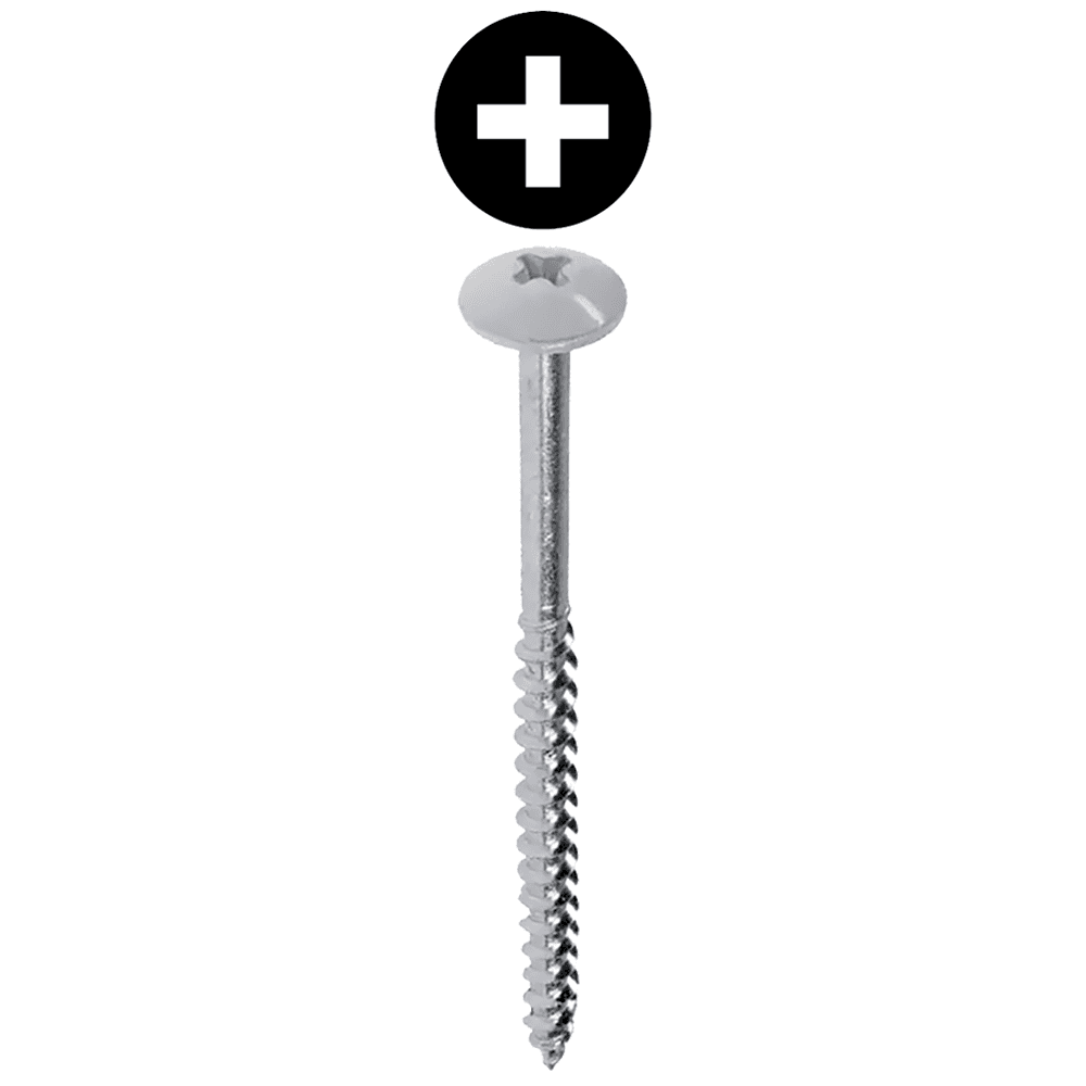#10 x 2-1/2" Truss Head Installation Screw, Phillips Drive Fine Thread and Drill Point, Zinc with White Head, Box of 5 Hundred by Wurth
