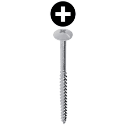 #10 x 2-1/2" Truss Head Installation Screw, Phillips Drive Fine Thread and Drill Point, Zinc with White Head, Box of 5 Hundred by Wurth