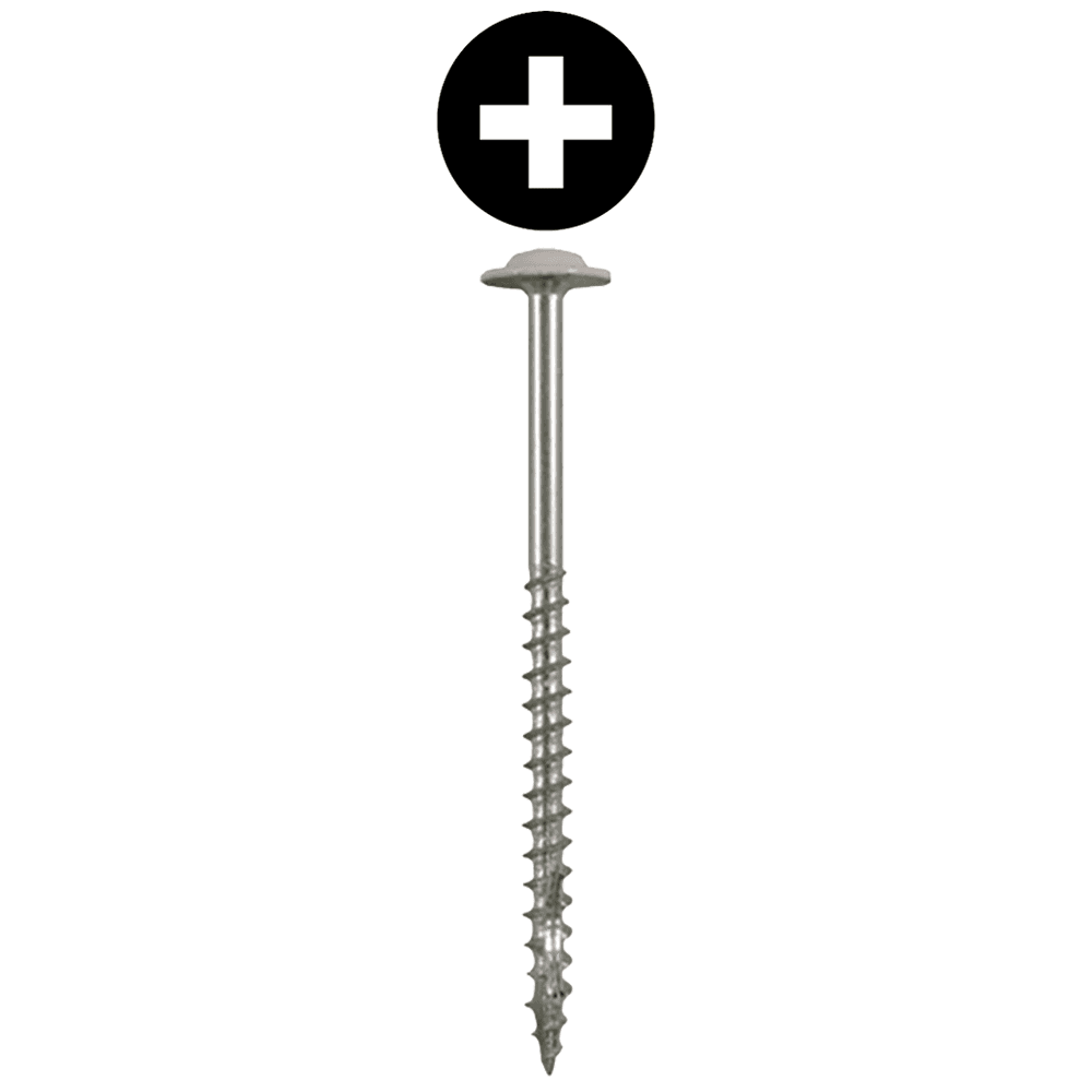 #10 x 3" Truss Head Installation Screw, Phillips Drive Coarse Thread and Needle Point, Zinc with White Head, Box of Thousand by Wurth