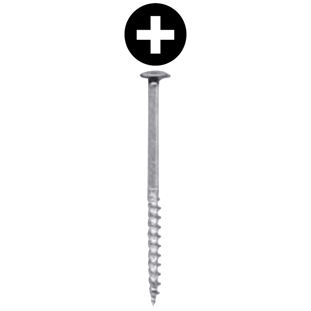 #10 x 3" Truss Head Installation Screw, Phillips Drive Coarse Thread and Needle Point, Zinc with Zinc Head, Box of Hundred by Wurth