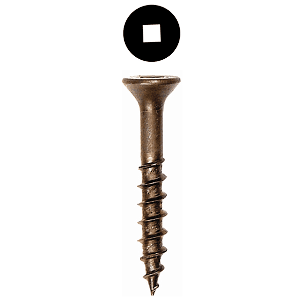 #8 x 1" Flat Head Assembly Screw, Square Drive Coarse Thread and Regular Point, Lubricated, Box of Thousand by Wurth