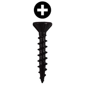 #8 x 1-1/2" Flat Head Assembly Screw, Phillips Drive Coarse Thread with Nibs and Type 17 Auger Point, Black, Box of 7 Thousand by Wurth