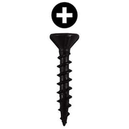 #8 x 1-1/2" Flat Head Assembly Screw, Phillips Drive Coarse Thread with Nibs and Type 17 Auger Point, Black, Box of Thousand by Wurth