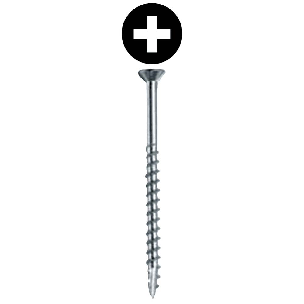 #8 x 1-1/2" Flat Head Assembly Screw, Phillips Drive Coarse Thread with Nibs and Type 17 Auger Point, Zinc, Box of 7 Thousand by Wurth