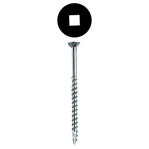 #8 x 1-1/2" Flat Head Assembly Screw, Square Drive Coarse Thread with Nibs and Type 17 Auger Point, Zinc, Box of 7 Thousand by Wurth