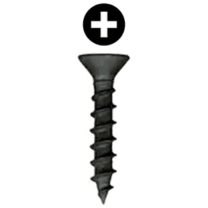 #8 x 1-1/2" Flat Head Assembly Screw, Phillips Drive Coarse Thread and Regular Point, Black, Box of Thousand by Wurth