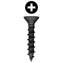 #8 x 1-1/2" Flat Head Assembly Screw, Phillips Drive Coarse Thread and Regular Point, Black, Box of Thousand by Wurth