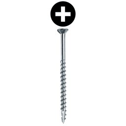 #8 x 1-1/4" Flat Head Assembly Screw, Phillips Drive Coarse Thread with Nibs and Type 17 Auger Point, Zinc, Box of 9 Thousand by Wurth