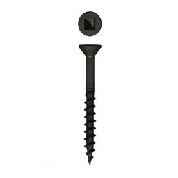 #8 x 1-1/4" Flat Head Assembly Screw, Square Drive Coarse Thread with Nibs and Type 17 Auger Point, Black, Box of Thousand by Wurth