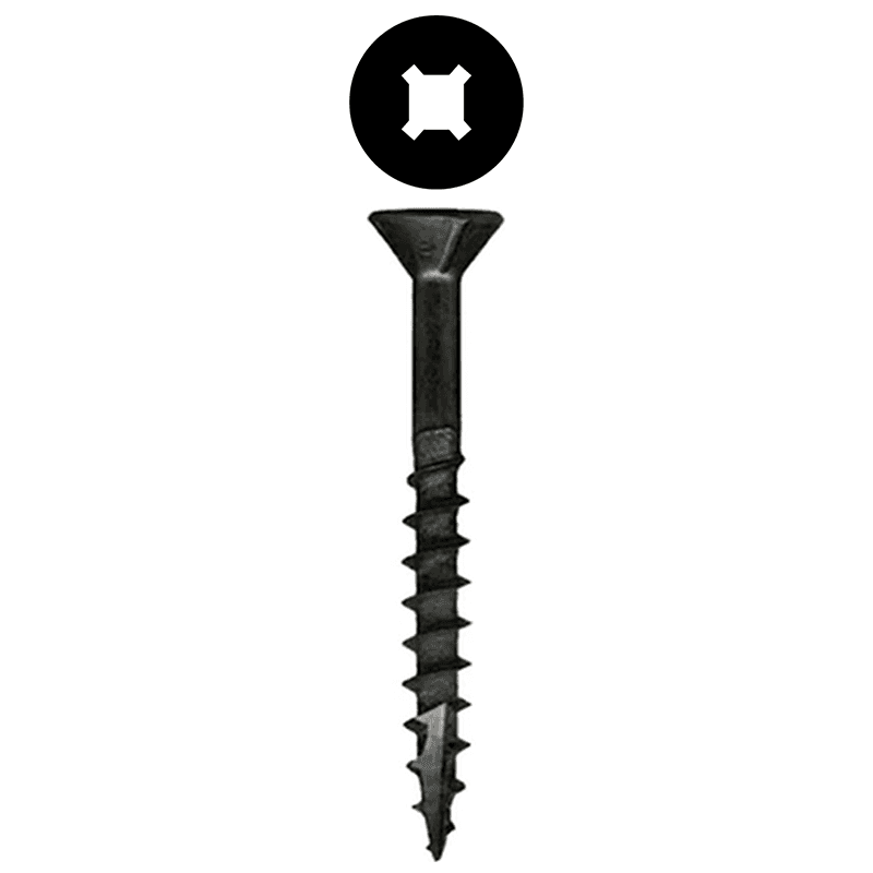#8 x 1-3/4" Flat Head Assembly Screw, Combo Drive Coarse Thread with Nibs and Type 17 Auger Point, Black, Box of Thousand by Wurth