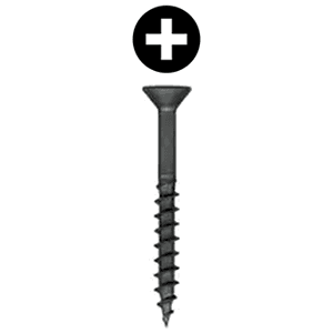 #8 x 1-3/4" Flat Head Assembly Screw, Phillips Drive Coarse Thread and Regular Point, Black, Box of 4.8 Thousand by Wurth