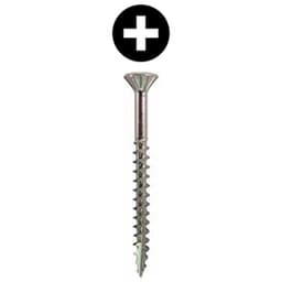 #8 x 1-3/4" Flat Head Assembly Screw, Phillips Drive Coarse Thread with Nibs and Type 17 Auger Point, Zinc, Box of Thousand by Wurth