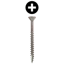 #8 x 1-5/8" Flat Head Assembly Screw, Phillips Drive Coarse Thread with Nibs and Type 17 Auger Point, Zinc, Box of 5.5 Thousand by Wurth