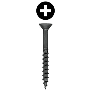 #8 x 1-5/8" Flat Head Assembly Screw, Phillips Drive Coarse Thread and Regular Point, Black, Box of 5.5 Thousand by Wurth